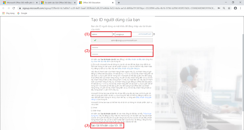 Đăng ký Office 365 miễn phí