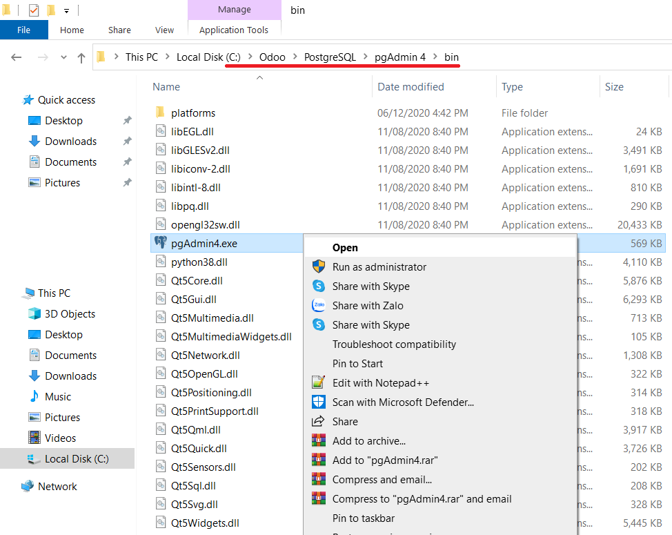 Odoo PostgreSQL