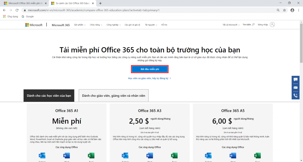 Office 365 A1 miễn phí
