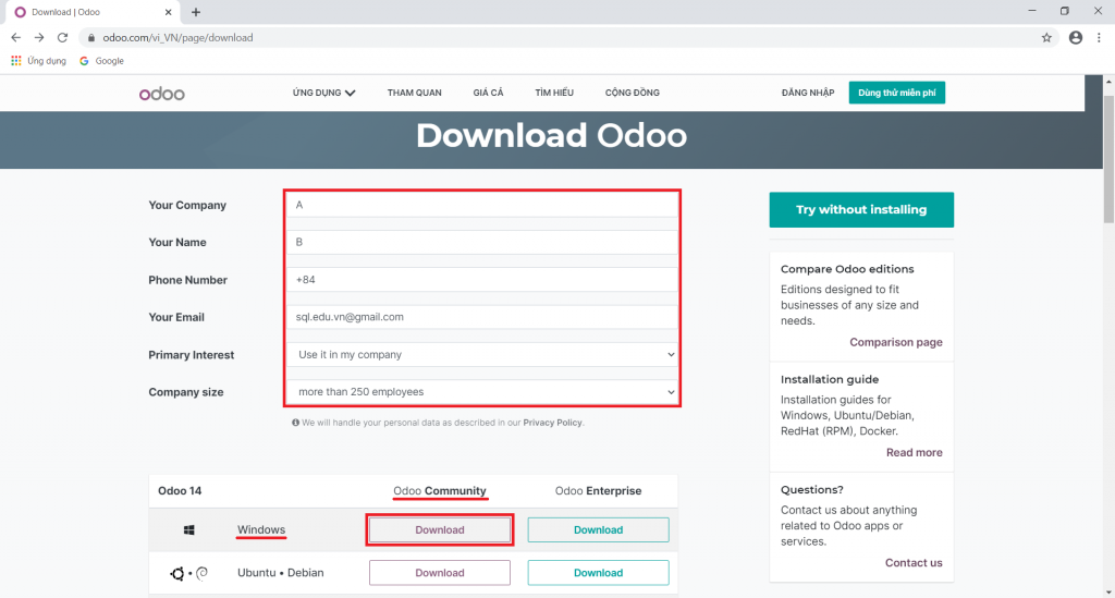 Tải Odoo