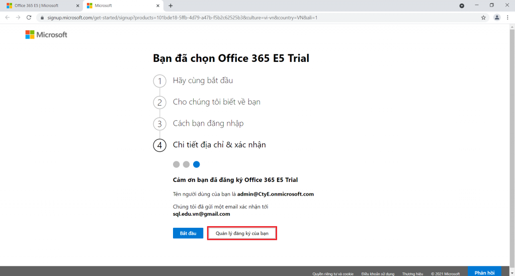 Đăng ký Microsoft 365 E5 miễn phí