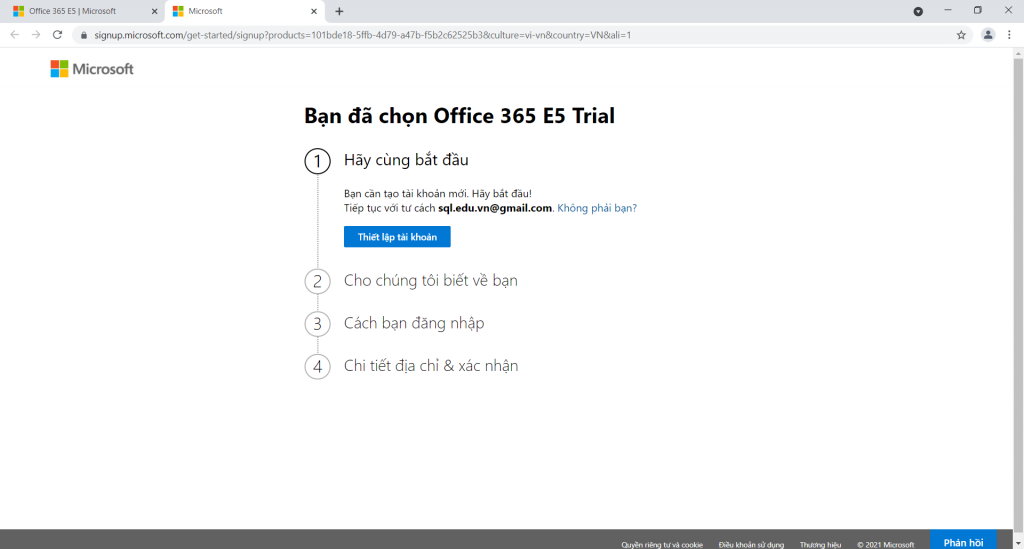 Đăng ký Office 365 E5