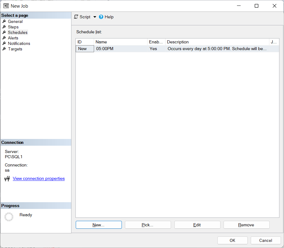 New Job Schedules Database Mail