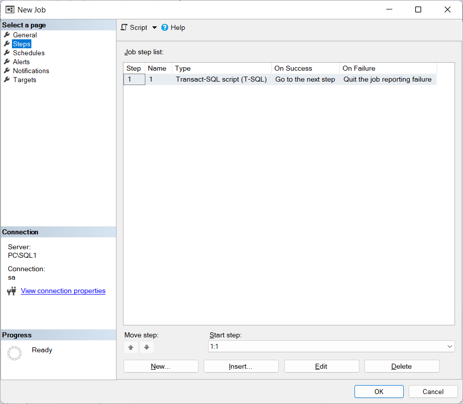 New Job Steps Database Mail