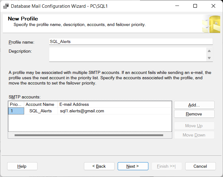 Sql server mail profile